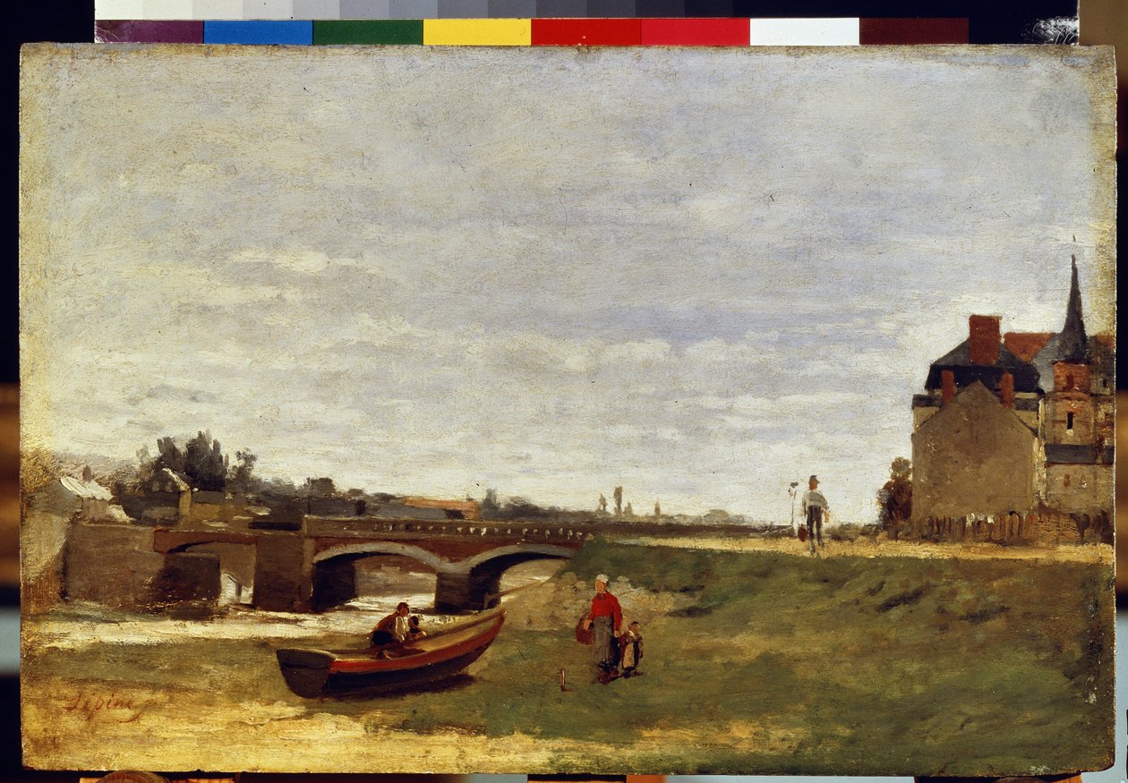 „Paysage au pont” (Pejzaż z mostem) Obraz Stanislas Lepine (1836-1892) 1870 o wymiarach około 26x39,5 cm Ermitaż, Sankt Petersburg autorstwa Stanislas Victor Edouard Lepine