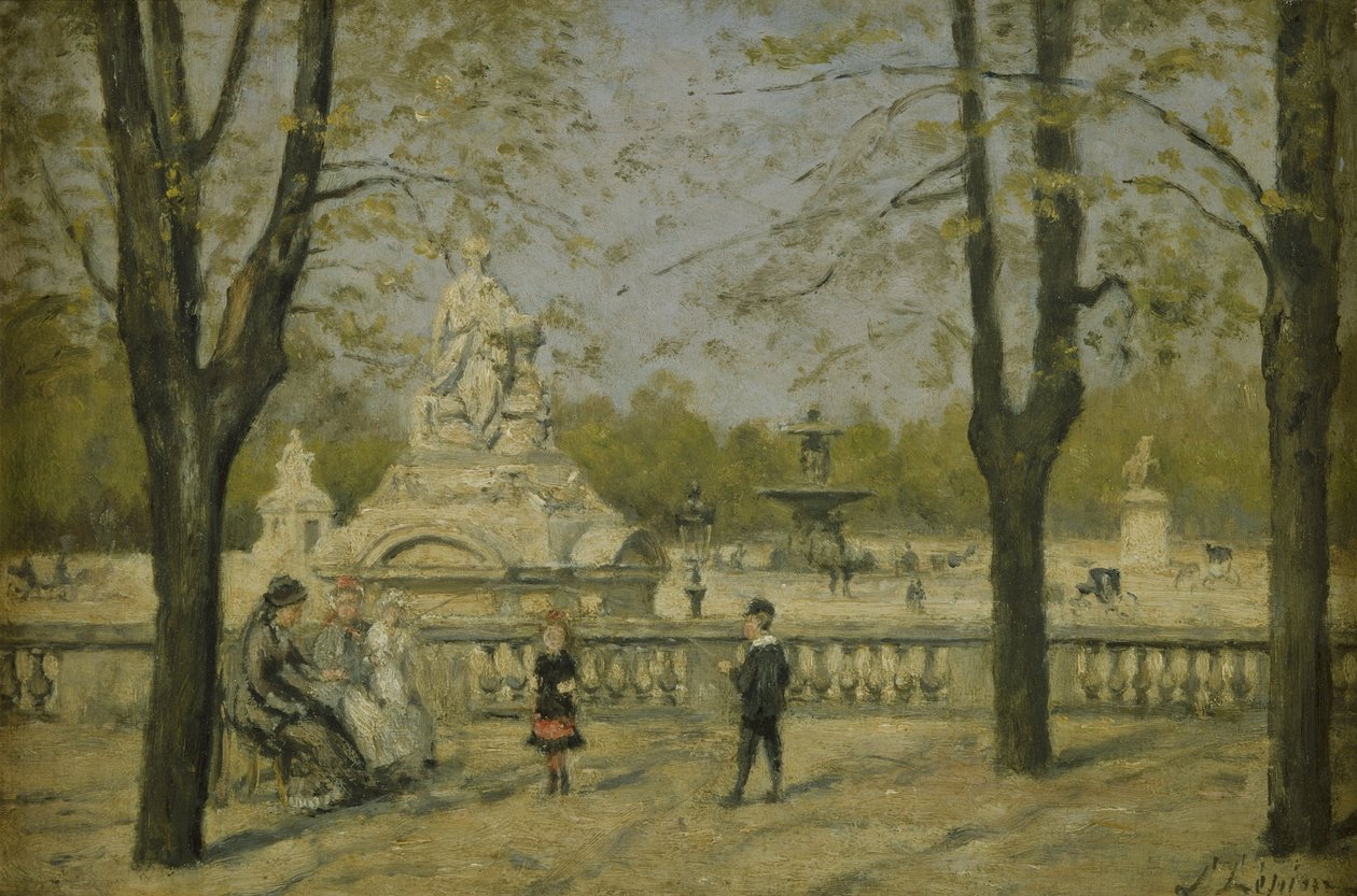 Place de la Concorde, widok z tarasu Tuileries, ok. 1880 (olej na drewnie) autorstwa Stanislas Victor Edouard Lepine