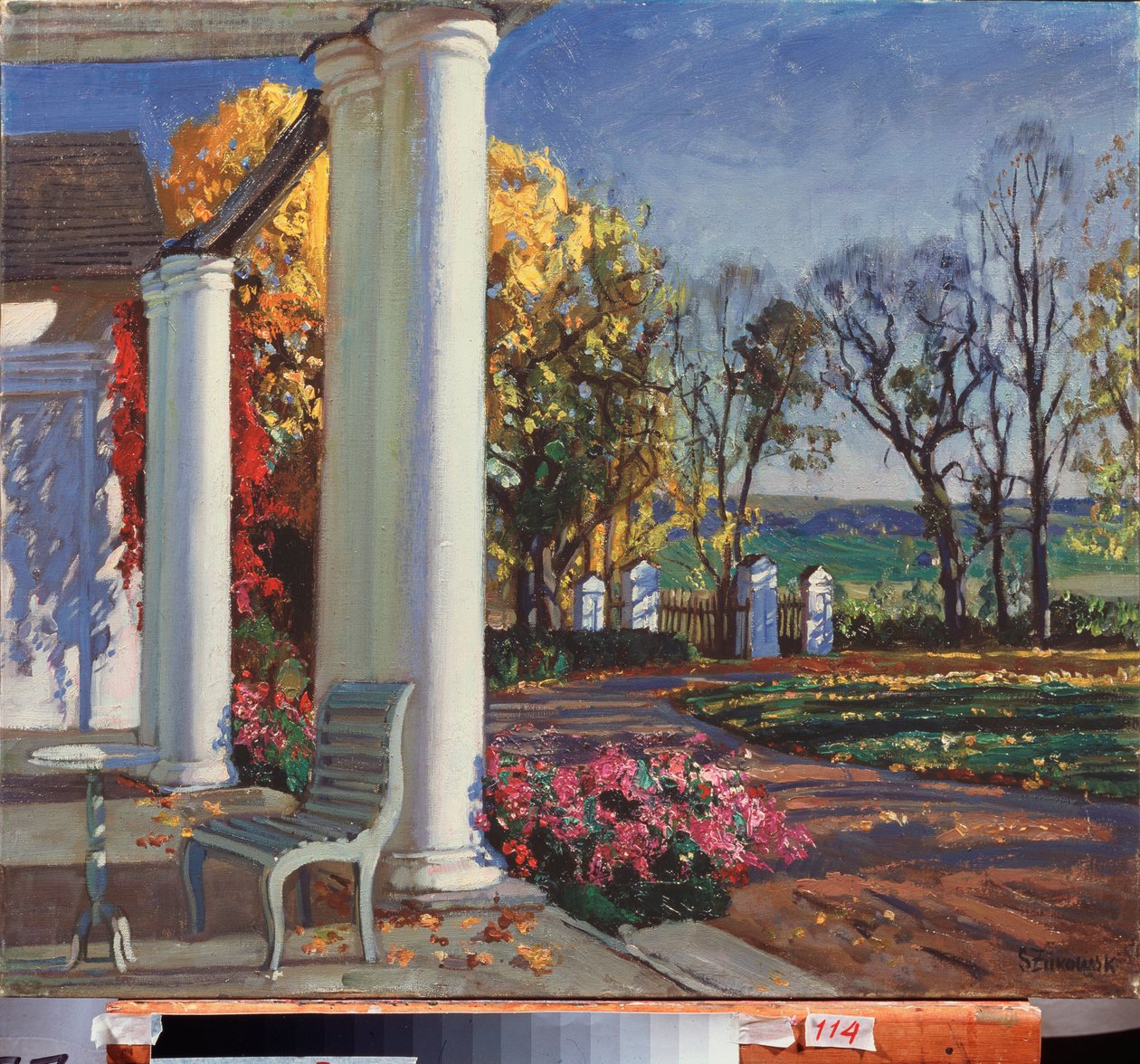 Jesienny poranek. Obraz Stanisława Julianowicza Żukowskiego (Żukowski) (1873-1944), olej na płótnie, ok. 1920 r. Sztuka rosyjska XX w., secesja, modernizm. Państwowe Muzeum Sztuki, Dnieporpietrowsk (Ukraina). autorstwa Stanislav Joulianovitch Joukovski