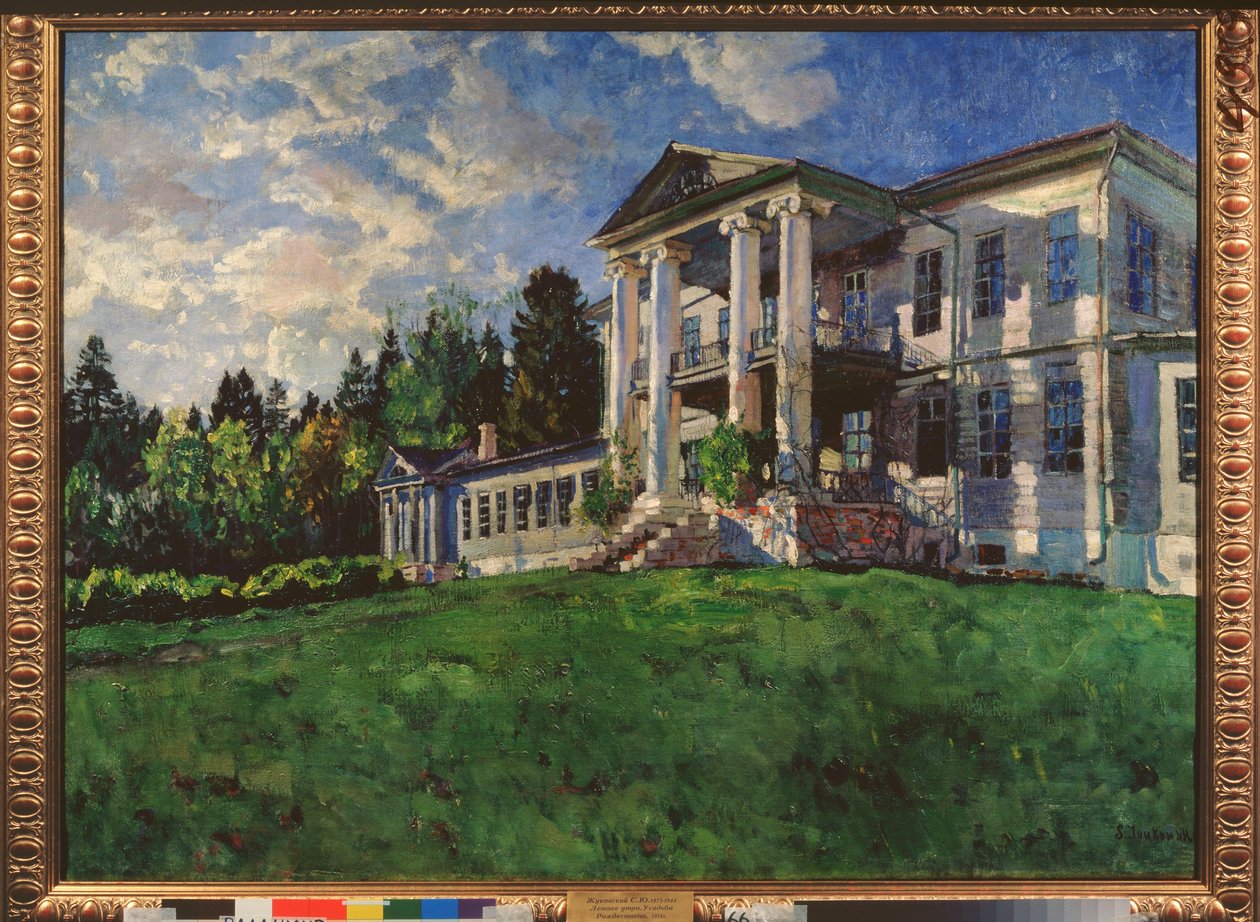 Letni poranek. Rezydencja Rozhdestveno (Rosja). Malarstwo Stanisława Julianowicza Żukowskiego (Żukowski) (1873-1944), olej na płótnie autorstwa Stanislav Joulianovitch Joukovski
