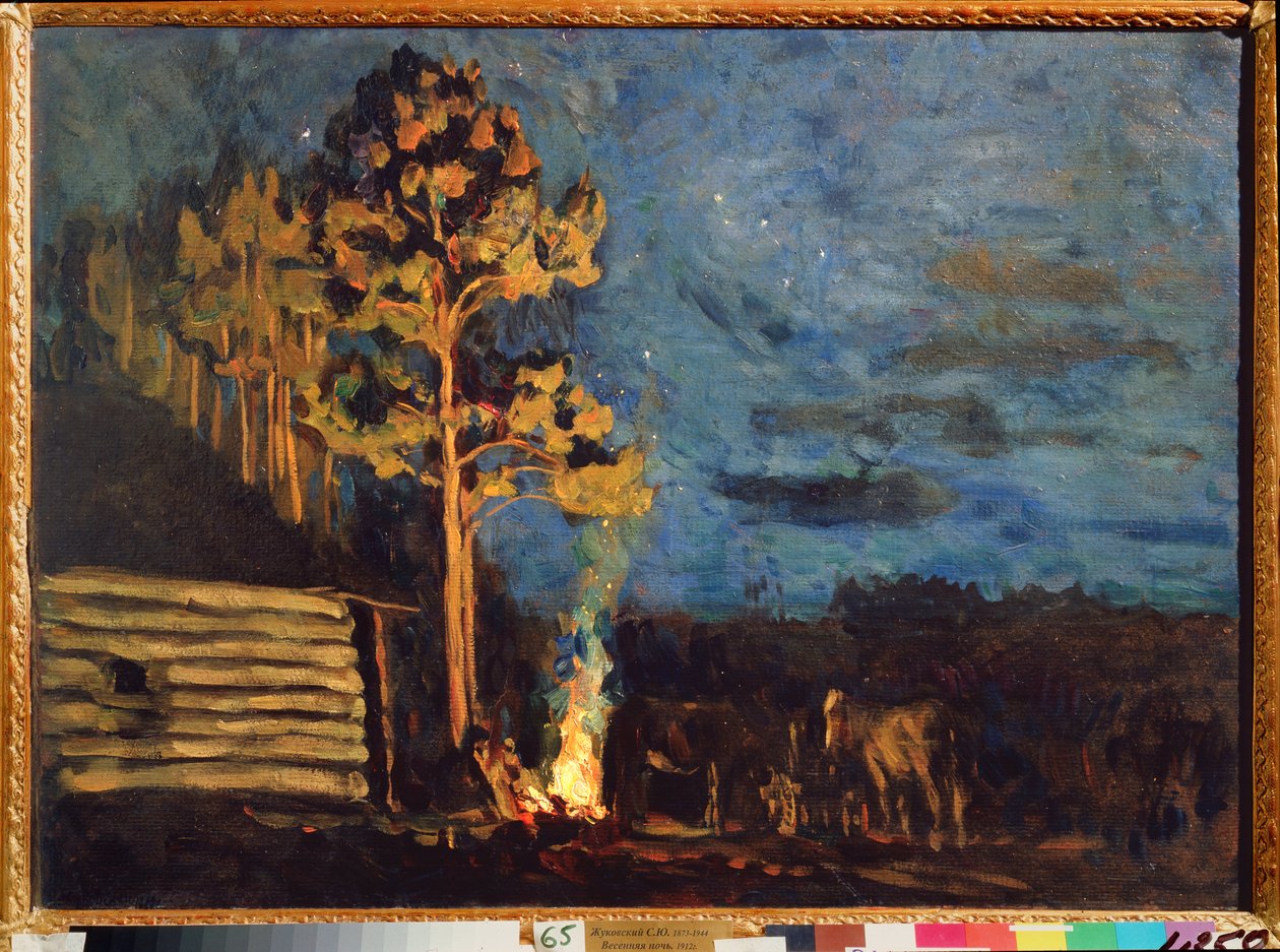 Wiosenna noc. Praca Stanisława Julianowicza Joukowskiego (Żukowski) (1873-1944), olej na tekturze autorstwa Stanislav Joulianovitch Joukovski