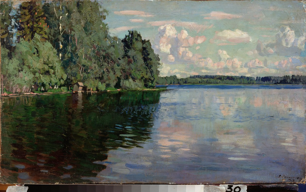 Jezioro. Malarstwo Stanisława Julianowicza Żukowskiego (Żukowski) (1873-1944), olej na płótnie autorstwa Stanislav Joulianovitch Joukovski