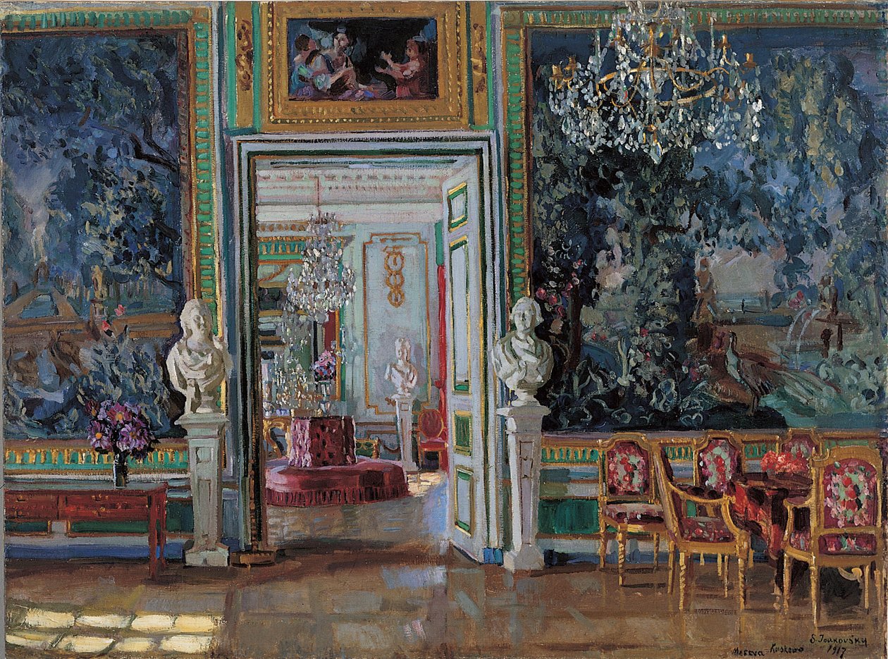 Wnętrze w Pałacu Kuskovo, 1917 autorstwa Stanislav Julianovic Zukovskij
