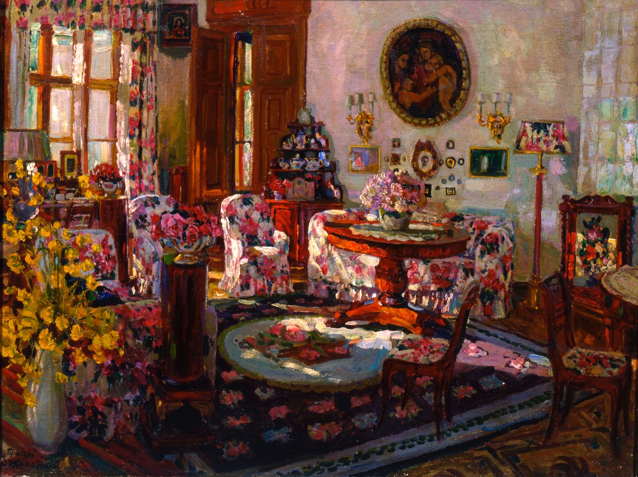 Wnętrze dworu w Brasowie, 1912 r. autorstwa Stanislav Julianovic Zukovskij