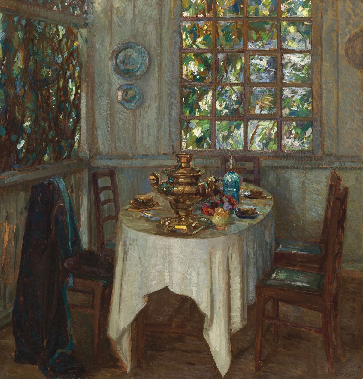 Wnętrze z samowarem, 1914 autorstwa Stanislav Julianovic Zukovskij