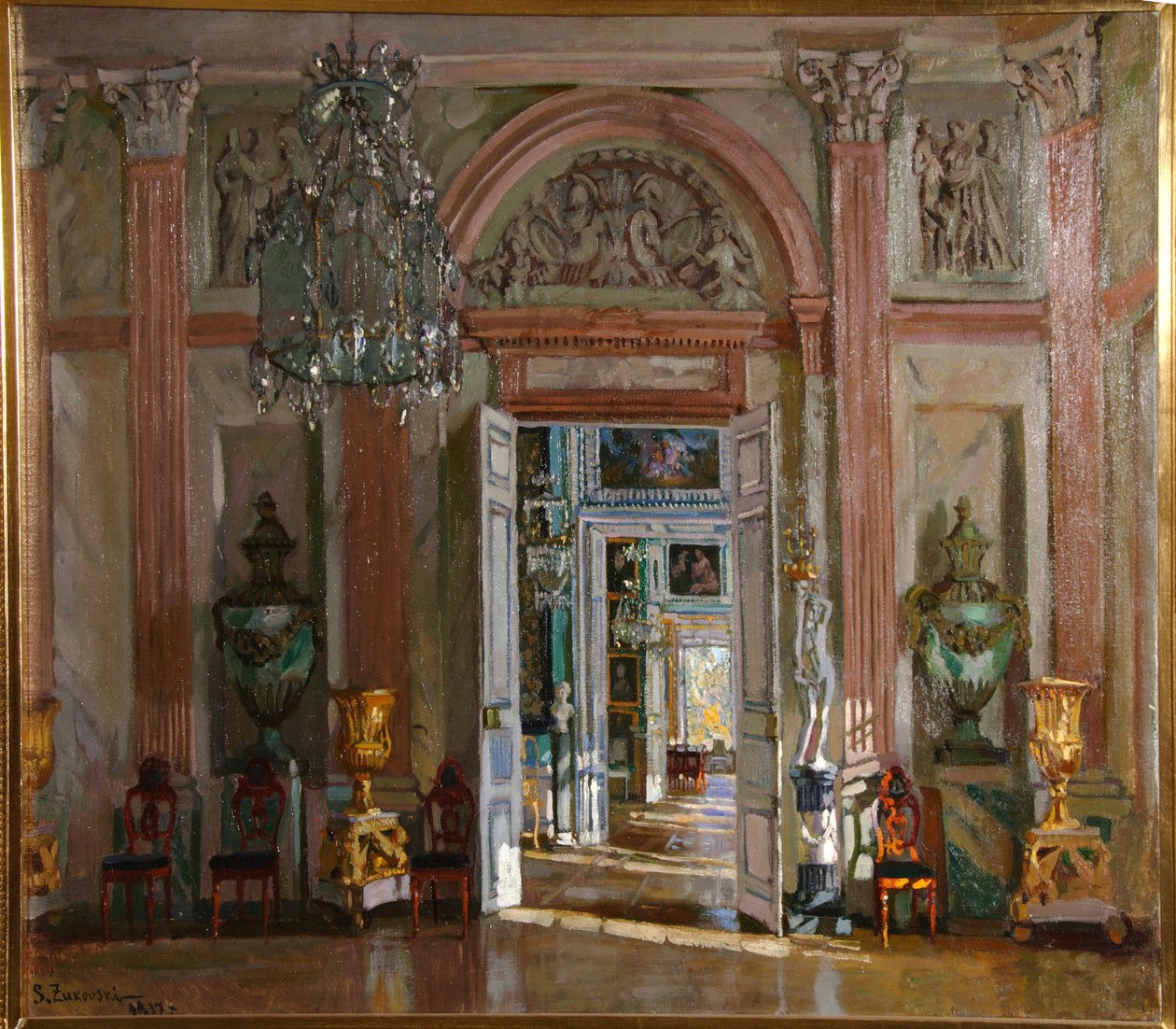 Wielka Sień w Pałacu Kuskovo, 1917 autorstwa Stanislav Julianovic Zukovskij