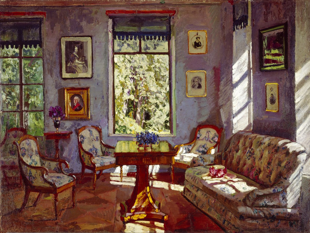 Salon w dworku Rozhdestveno, 1916 autorstwa Stanislav Julianovic Zukovskij