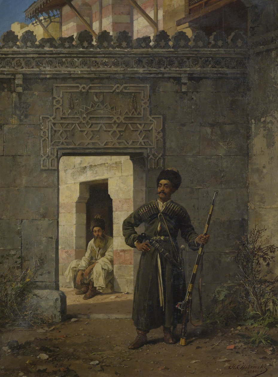 Straż czerkieska, 1880 autorstwa Stanislav Khlebovsky