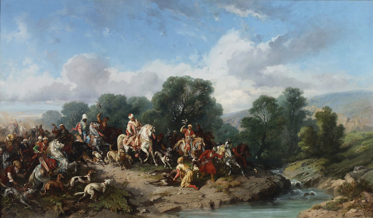 Sokolnictwo sułtana Ahmeda III, 1873 autorstwa Stanislav Khlebovsky