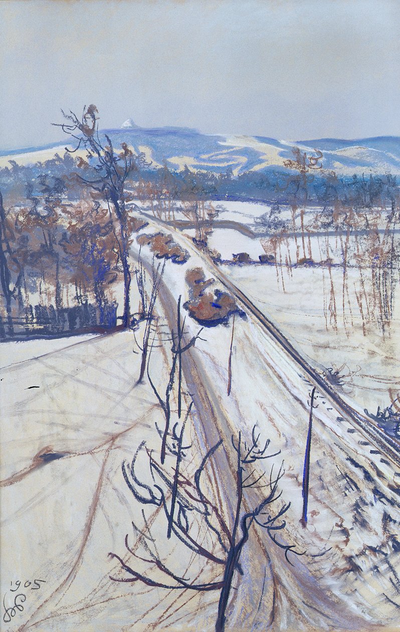 Pejzaż zimowy, 1905 (pastel na papierze) autorstwa Stanislaw Wyspianski