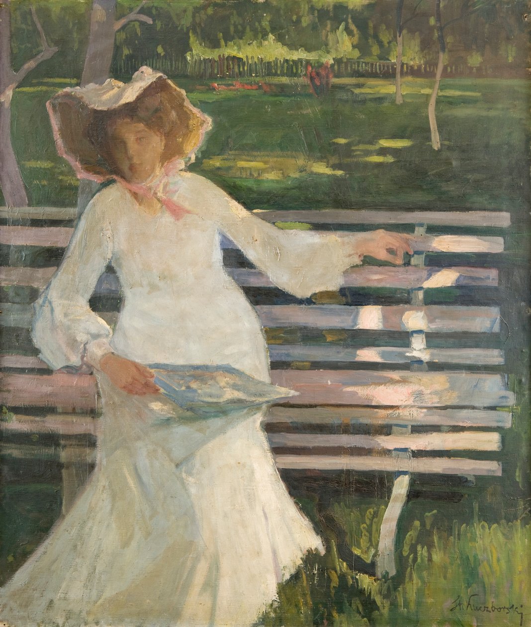 Na ławce, ok. 1905 (olej na płótnie) autorstwa Stanislaw Kuczborski