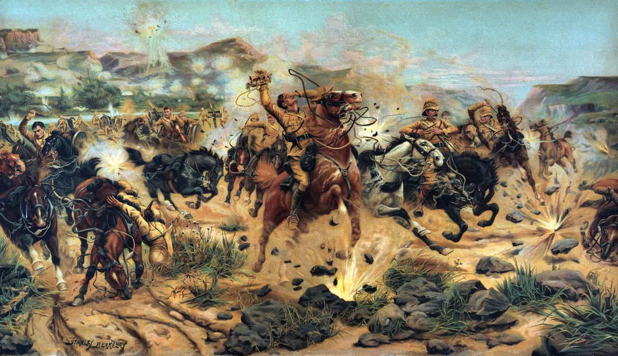 Zapisywanie broni w Colenso, 1899 (chromolitho) autorstwa Stanley Berkeley