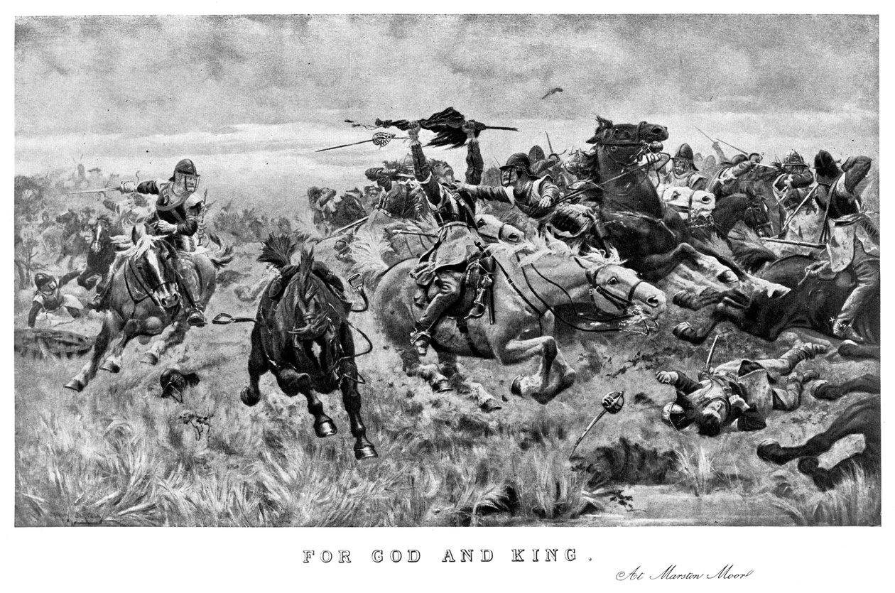 Dla Boga i Króla, w Marston Moor, 1644, 1893. autorstwa Stanley Berkeley
