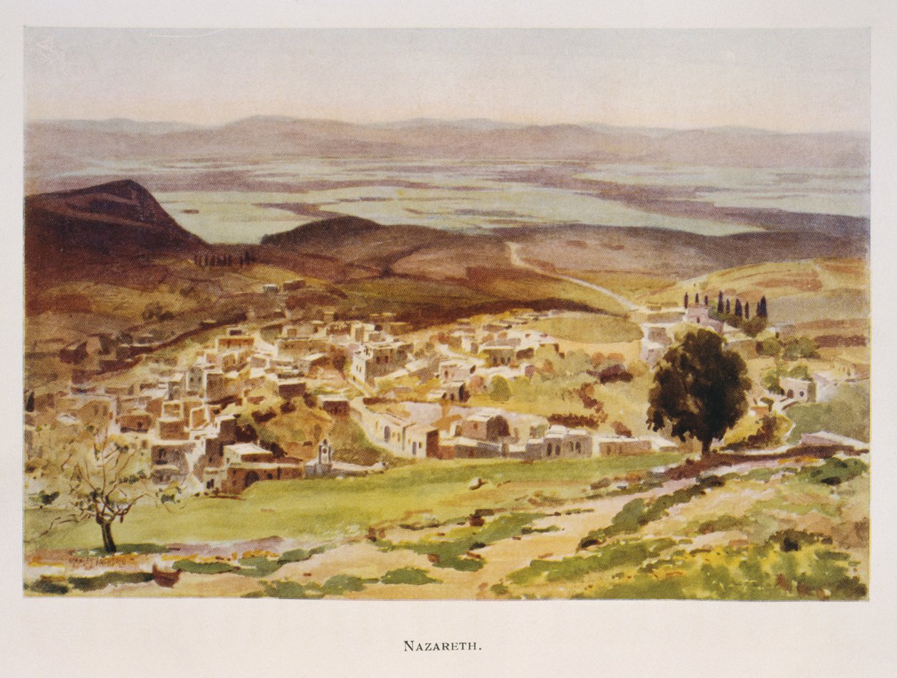 Akwarela Stanleya Inchbolda przedstawiająca Nazaret w Palestynie 1906 autorstwa Stanley Inchbold