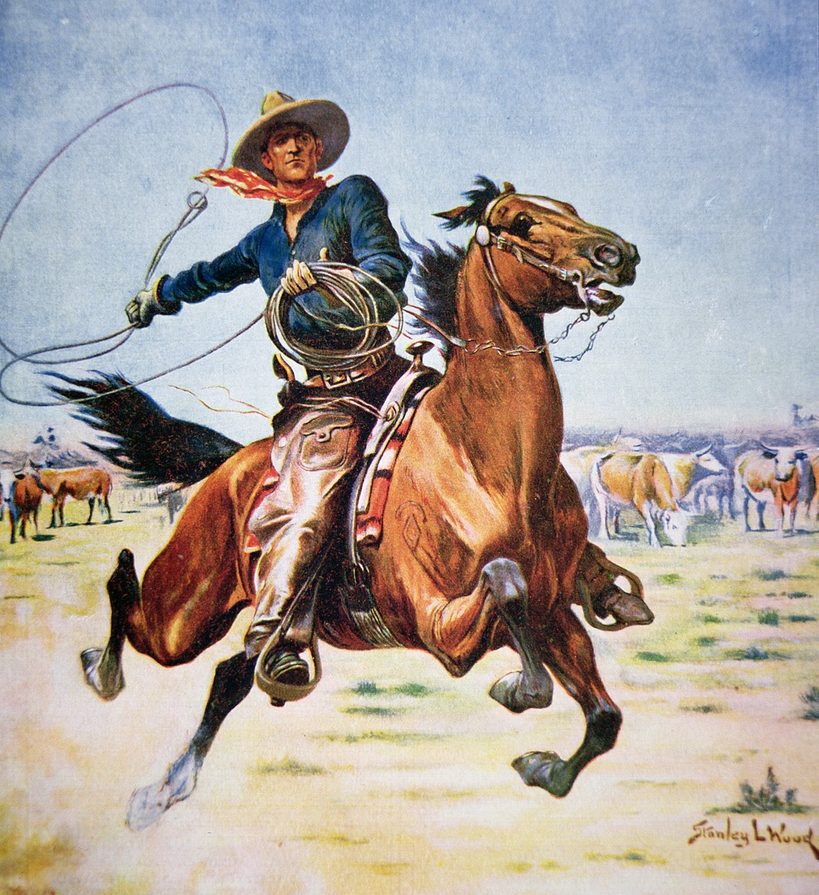 Texas Cowboy (kolor lito) autorstwa Stanley L. Wood