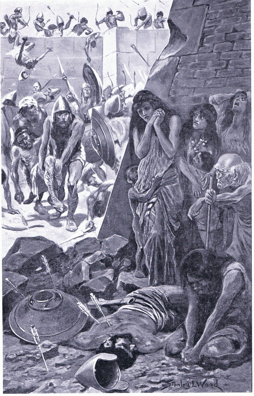 Tyr oblegany przez Nabuchodonozora z Babilonu autorstwa Stanley L. Wood