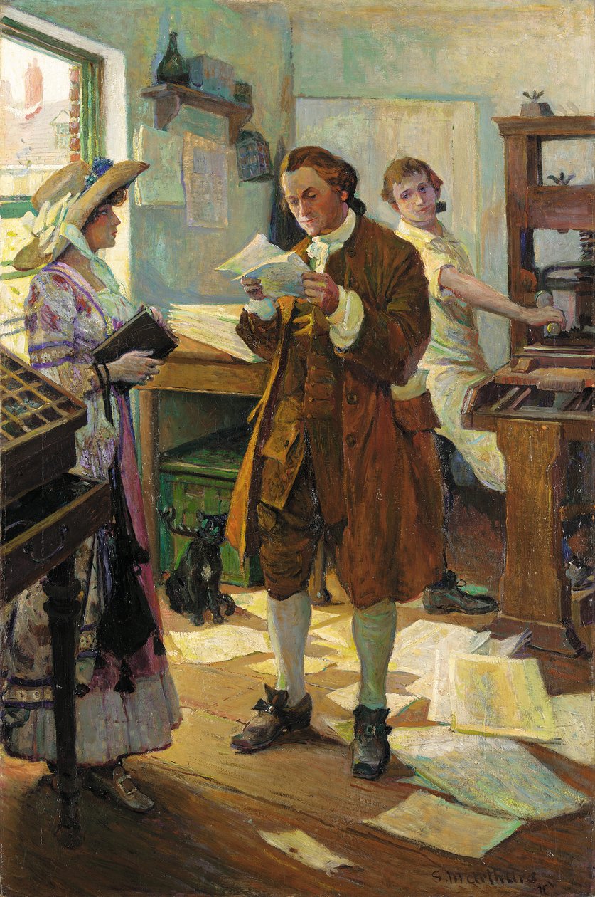 Franklin drukarz (olej na płótnie) autorstwa Stanley Massey Arthurs