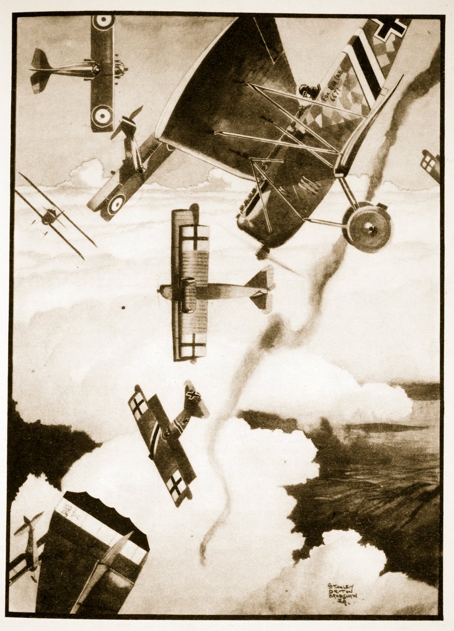Walka psów, ilustracja z „Latających wspomnień” Johna Hamiltona autorstwa Stanley Orton Bradshaw