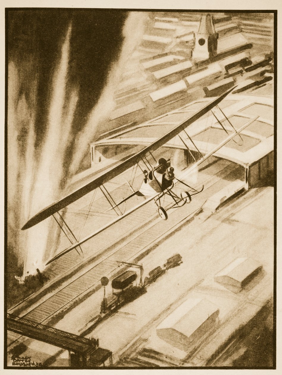 Heroizm: Rhodes Moorhouse Zdobycie V.C., ilustracja z „Flying Memories” Johna Hamiltona autorstwa Stanley Orton Bradshaw