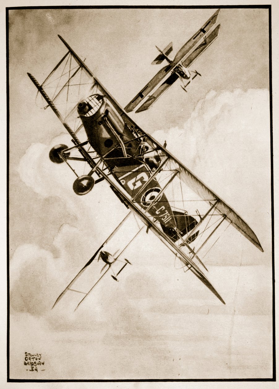 The Bristol Fighter, ilustracja z „Latających wspomnień” Johna Hamiltona autorstwa Stanley Orton Bradshaw