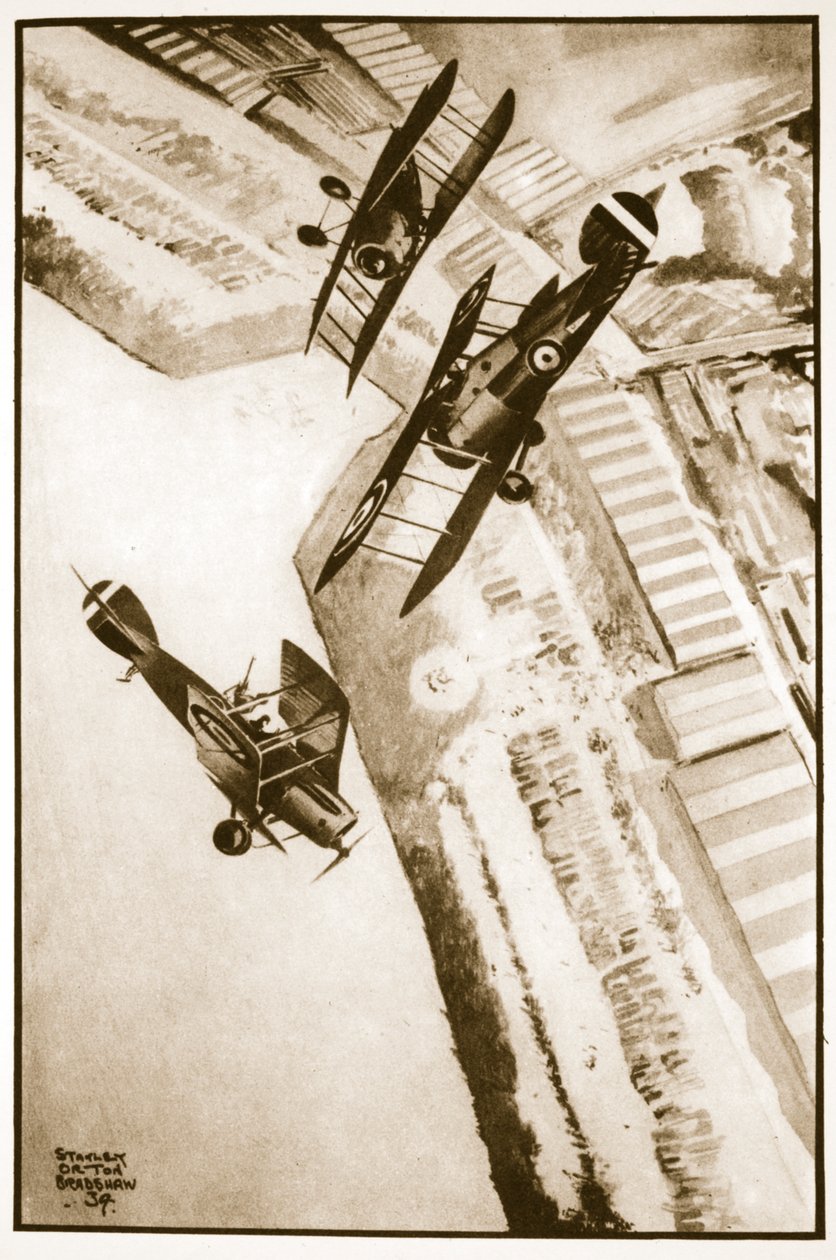 Pierwszy R.A.F. Korowód, ilustracja z „Latających wspomnień” Johna Hamiltona autorstwa Stanley Orton Bradshaw