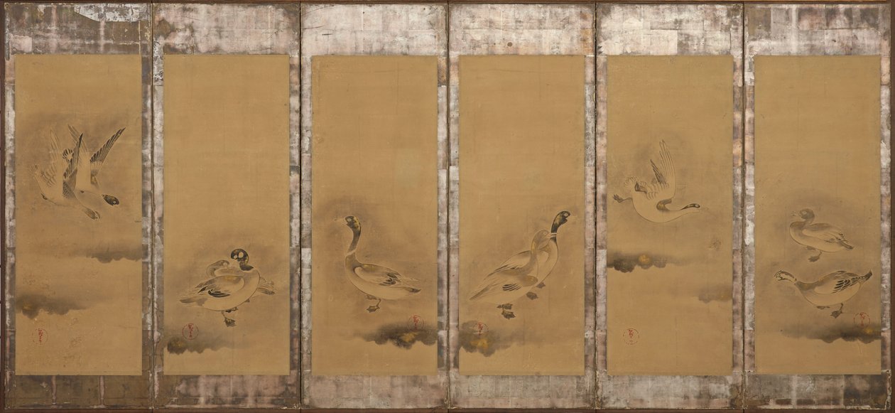 Wild geese, Momoyama or Edo period, 1568-1640.    1164651   pl       polish Successfully Translated  Original: Cover by Anon of score of opera Turandot by Giacomo Puccini Translat: Cover by Anon of score of opera Turandot by Giacomo Puccini 1422030 pl poli autorstwa Sôtatsu