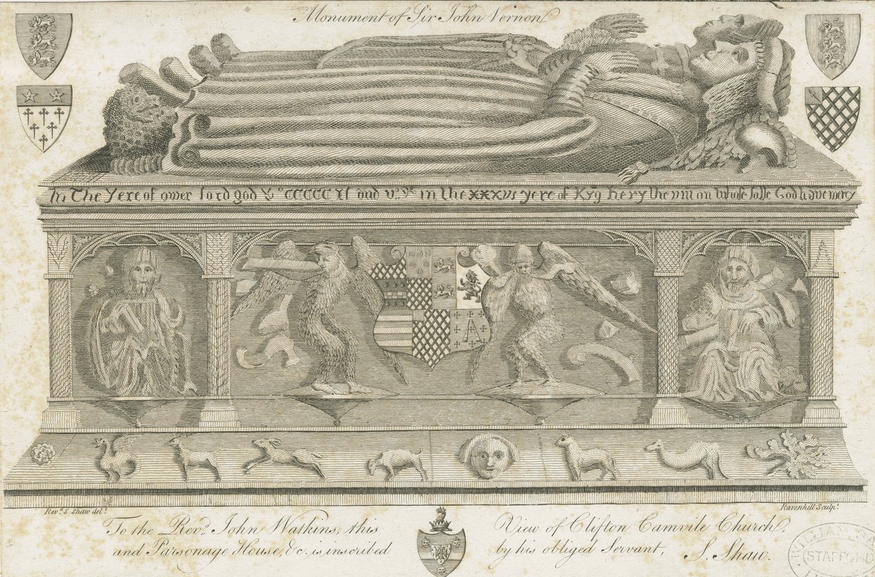 Clifton Campville Church - Vernon Monument: grawerowanie, bd [1762-1802] autorstwa Stebbing Shaw