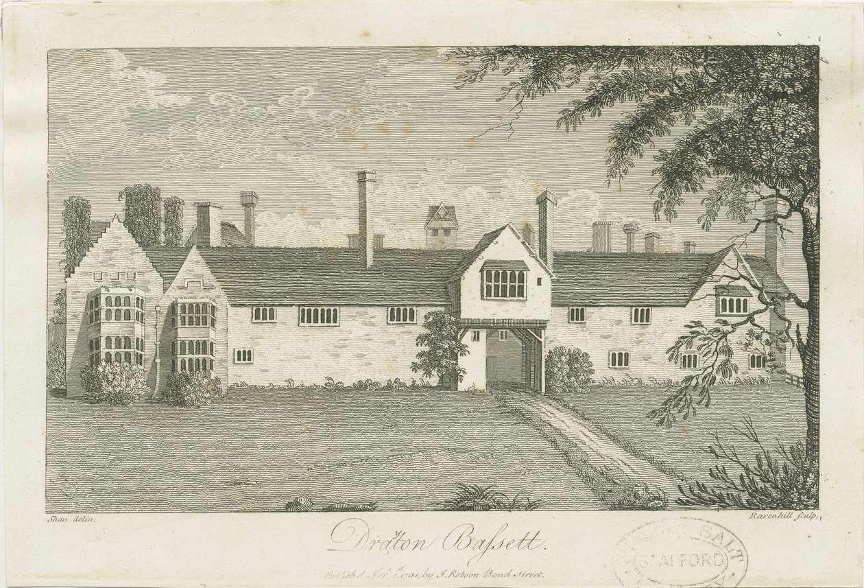 Drayton Bassett - „Drayton Manor”: grawerowanie i [c 1800] (druk) autorstwa Stebbing Shaw