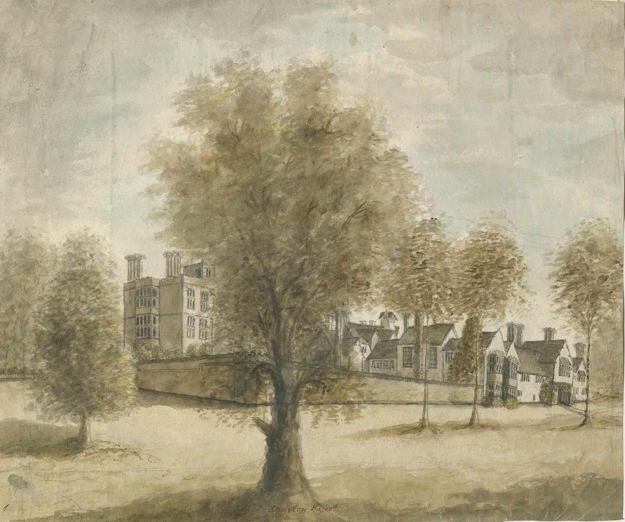 Drayton Bassett - "Drayton Manor": obraz akwarelowy, bd [1789-1793] autorstwa Stebbing Shaw