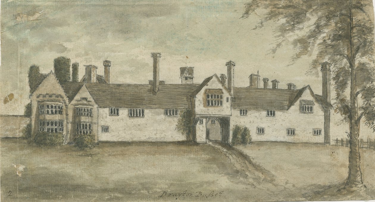 Drayton Bassett - "Drayton Manor" : obraz akwarelowy, bd [1789] autorstwa Stebbing Shaw