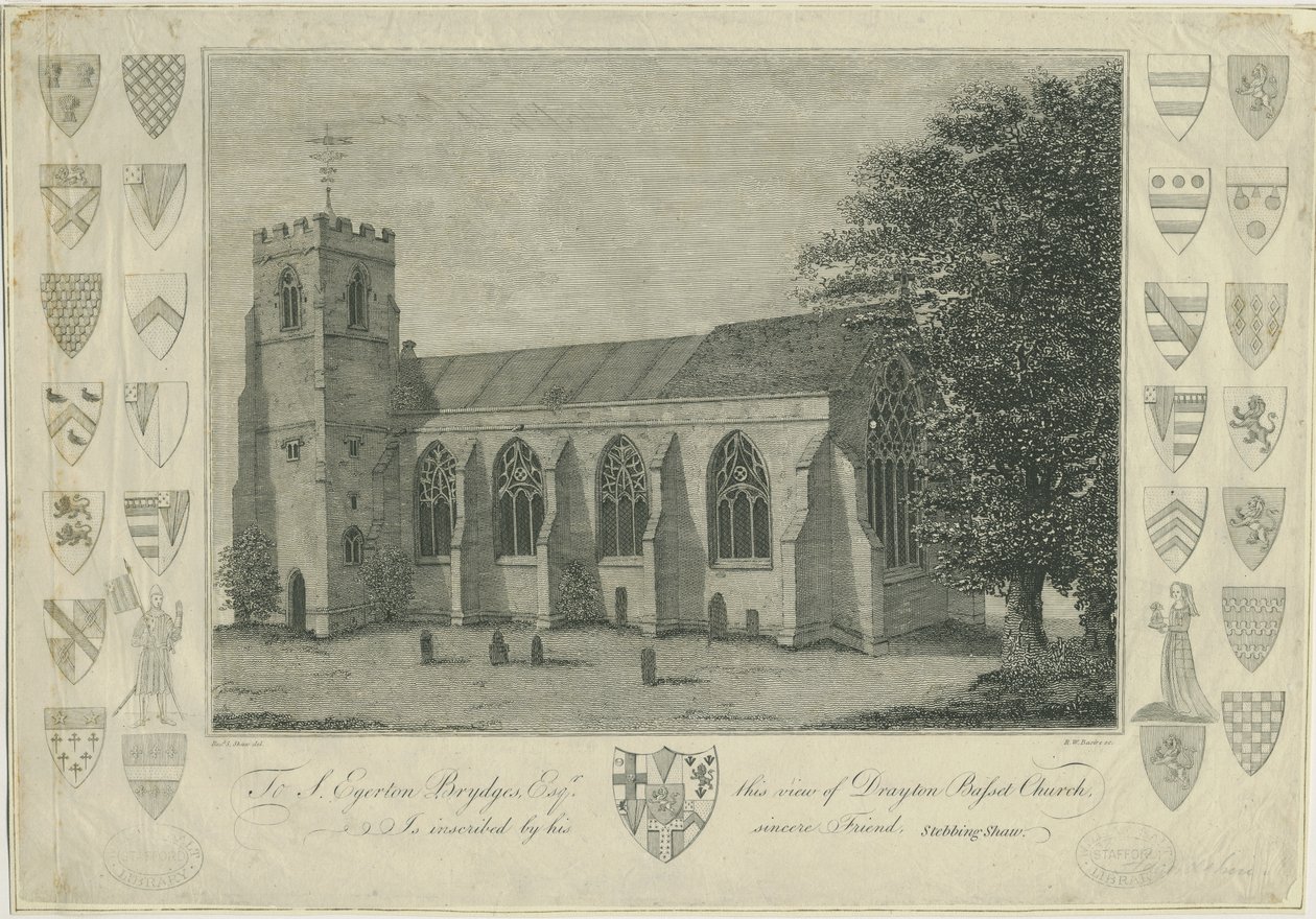 Drayton Bassett Church: grawerowanie, bd [1762-1802] (druk) autorstwa Stebbing Shaw
