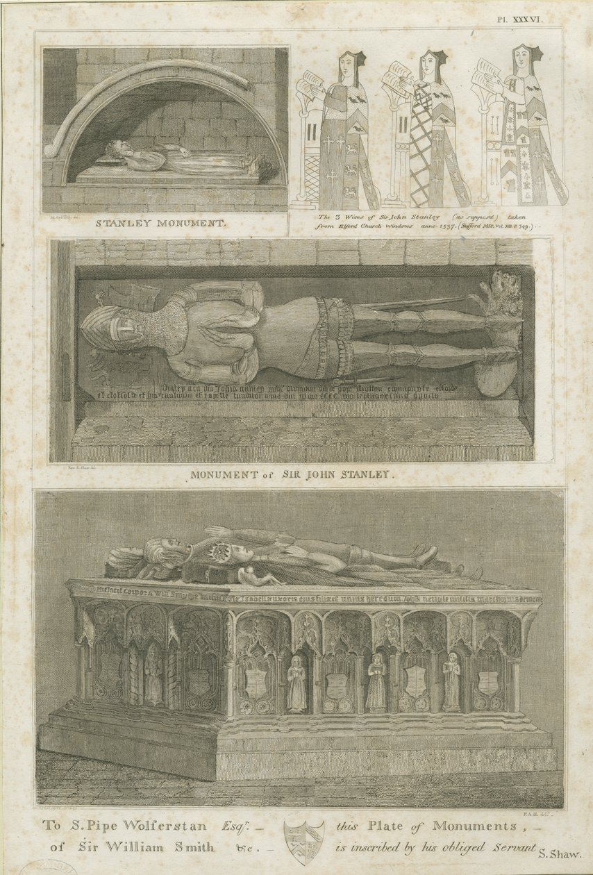 Elford Church - „Pomnik Stanleya”: grawerowanie i [?XIX wiek] (druk) autorstwa Stebbing Shaw