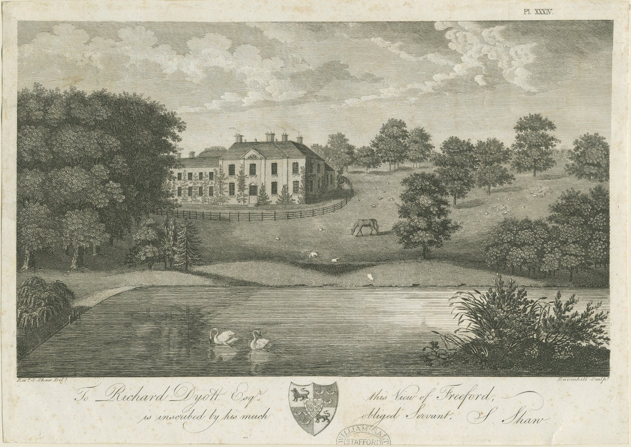 Freeford Hall: grawerowanie, nd [1797] (druk) autorstwa Stebbing Shaw