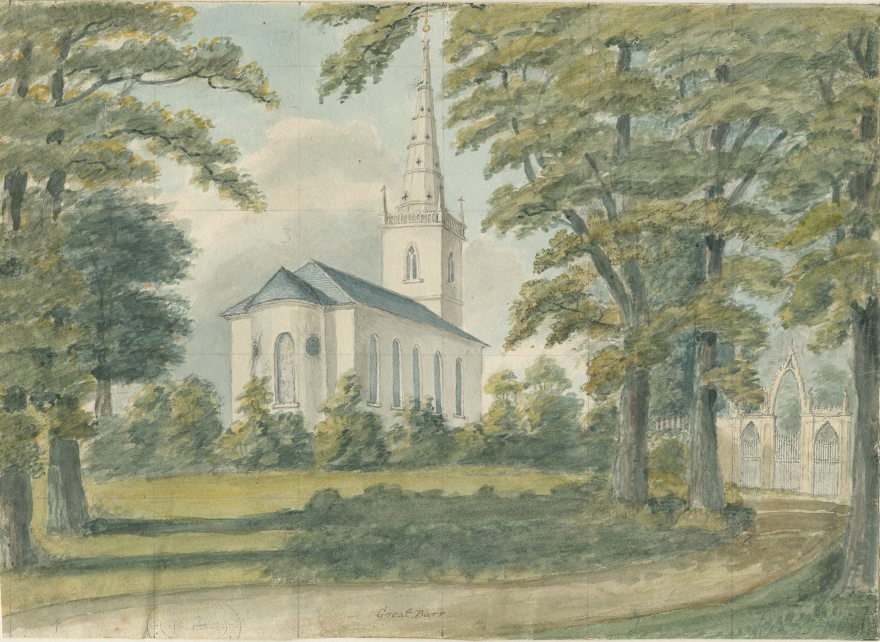 Kaplica Great Barr: malowanie akwarelą, bd [1762-1802] autorstwa Stebbing Shaw