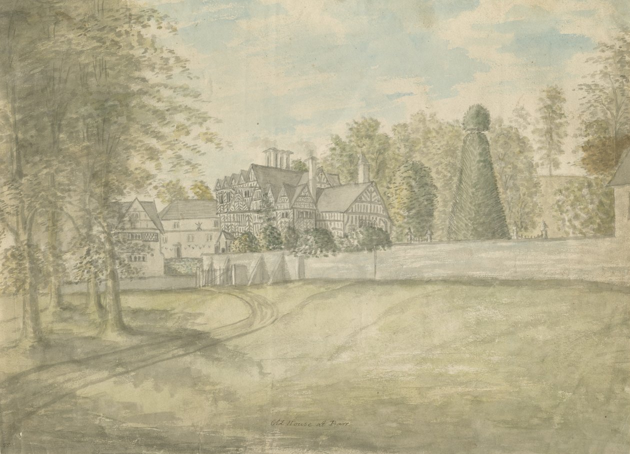 Wioska Great Barr - Stary Dom Tudorów: akwarela, bd [1762-1802] autorstwa Stebbing Shaw