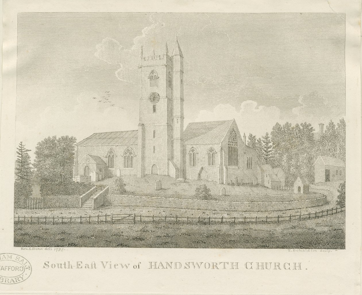 Kościół Handsworth: grawerowanie autorstwa Stebbing Shaw