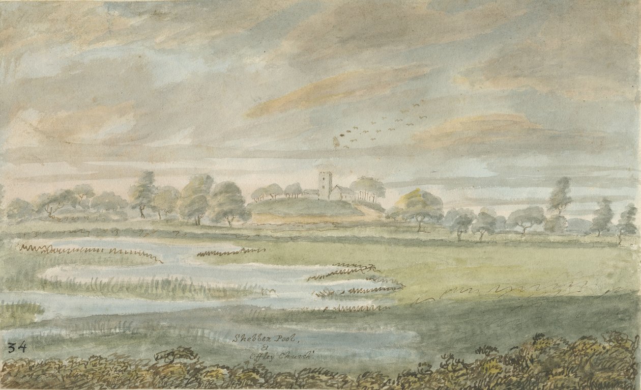 High Offley Church: malowanie akwarelą, bd [1762-1802] autorstwa Stebbing Shaw
