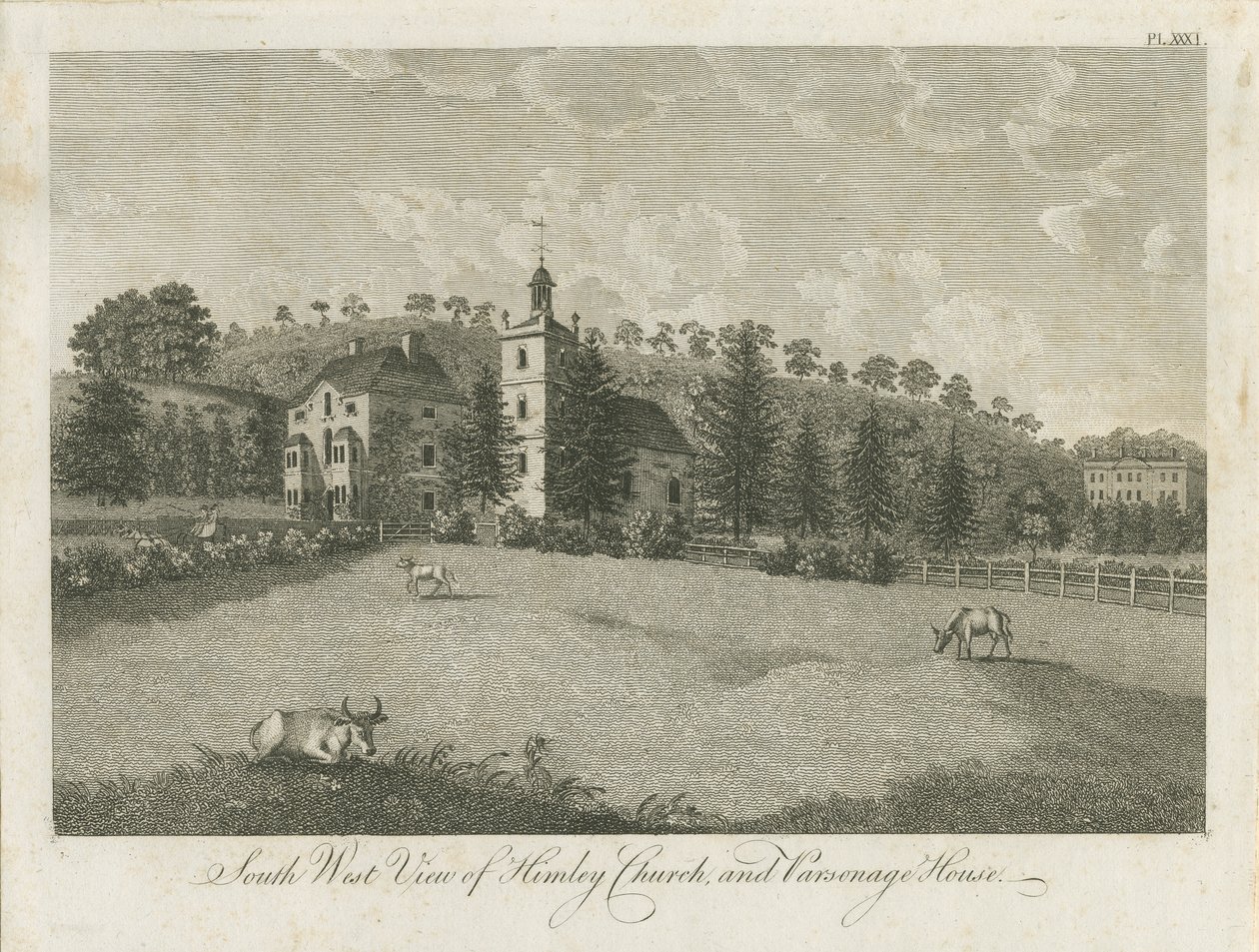 Himley Church and Parsonage: grawerowanie, nd [1762-1798] (druk) autorstwa Stebbing Shaw