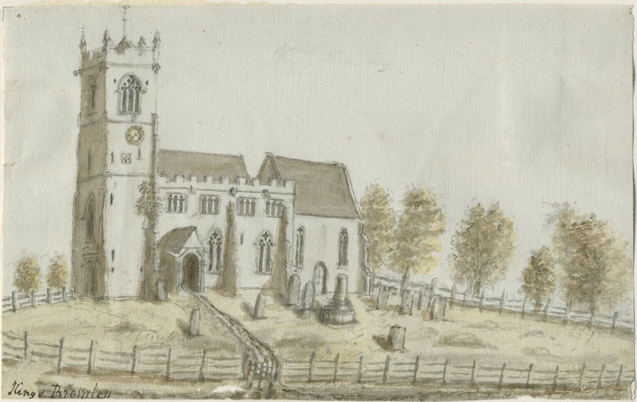 Kings Bromley Church: malarstwo akwarela i [ok. 1796] autorstwa Stebbing Shaw