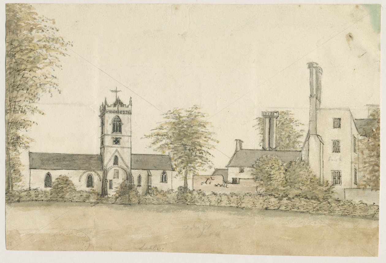 Lapley Church: malarstwo akwarelowe, bd [1762-1802] autorstwa Stebbing Shaw