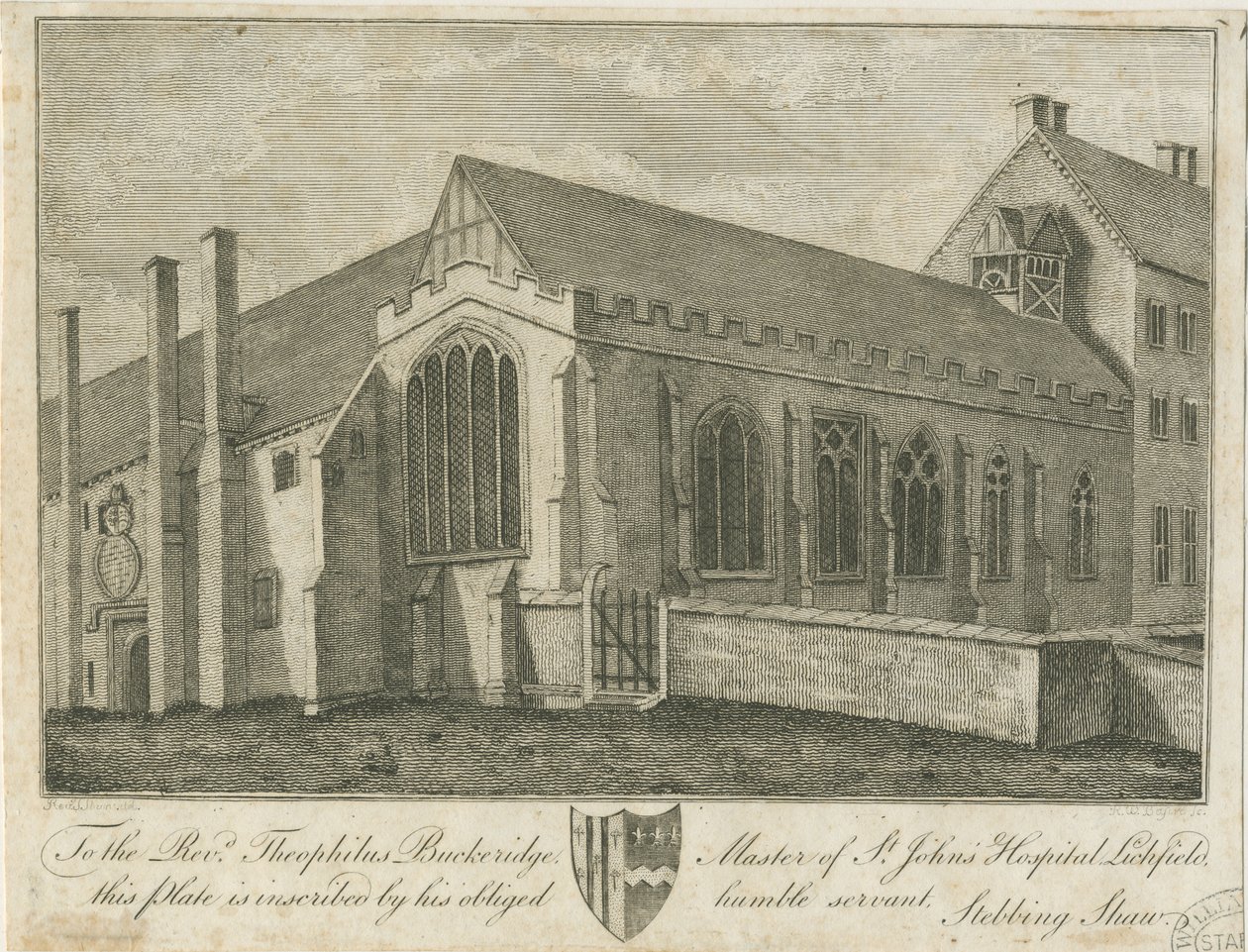 Lichfield - Szpital i kaplica św. Jana: grawerowanie, nd [1762-1798] (druk) autorstwa Stebbing Shaw