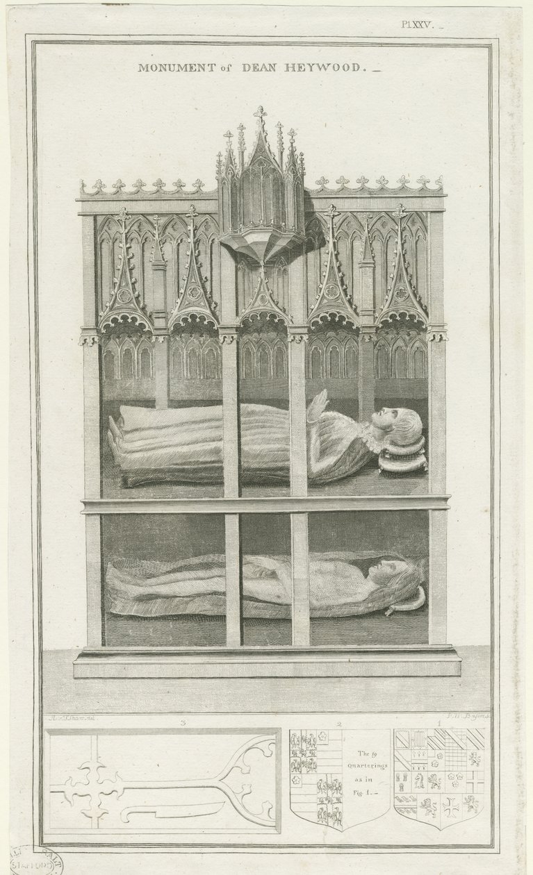 Katedra w Lichfield - Pomnik Deana Heywooda: grawerowanie, bd [1762-1798] (druk) autorstwa Stebbing Shaw