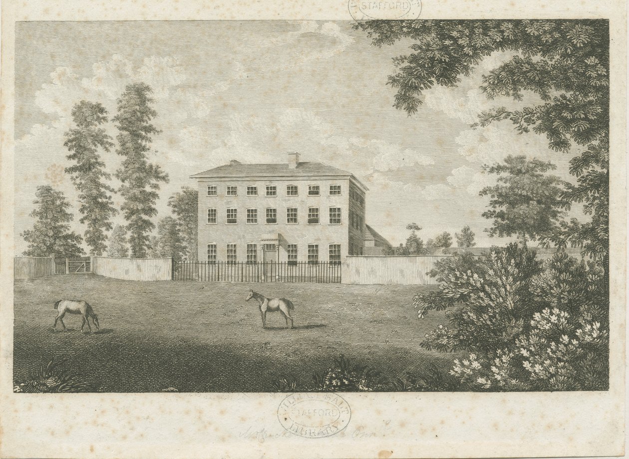 Little Onn Hall: grawerowanie liniowe, nd [1762-1802] autorstwa Stebbing Shaw