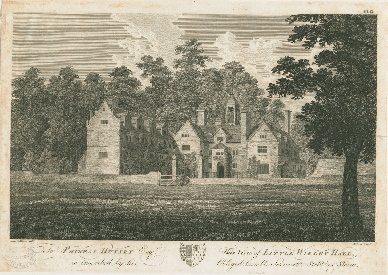 Norton Canes - Little Wyrley Hall: grawerowanie, nd [1762-1802] (druk) autorstwa Stebbing Shaw