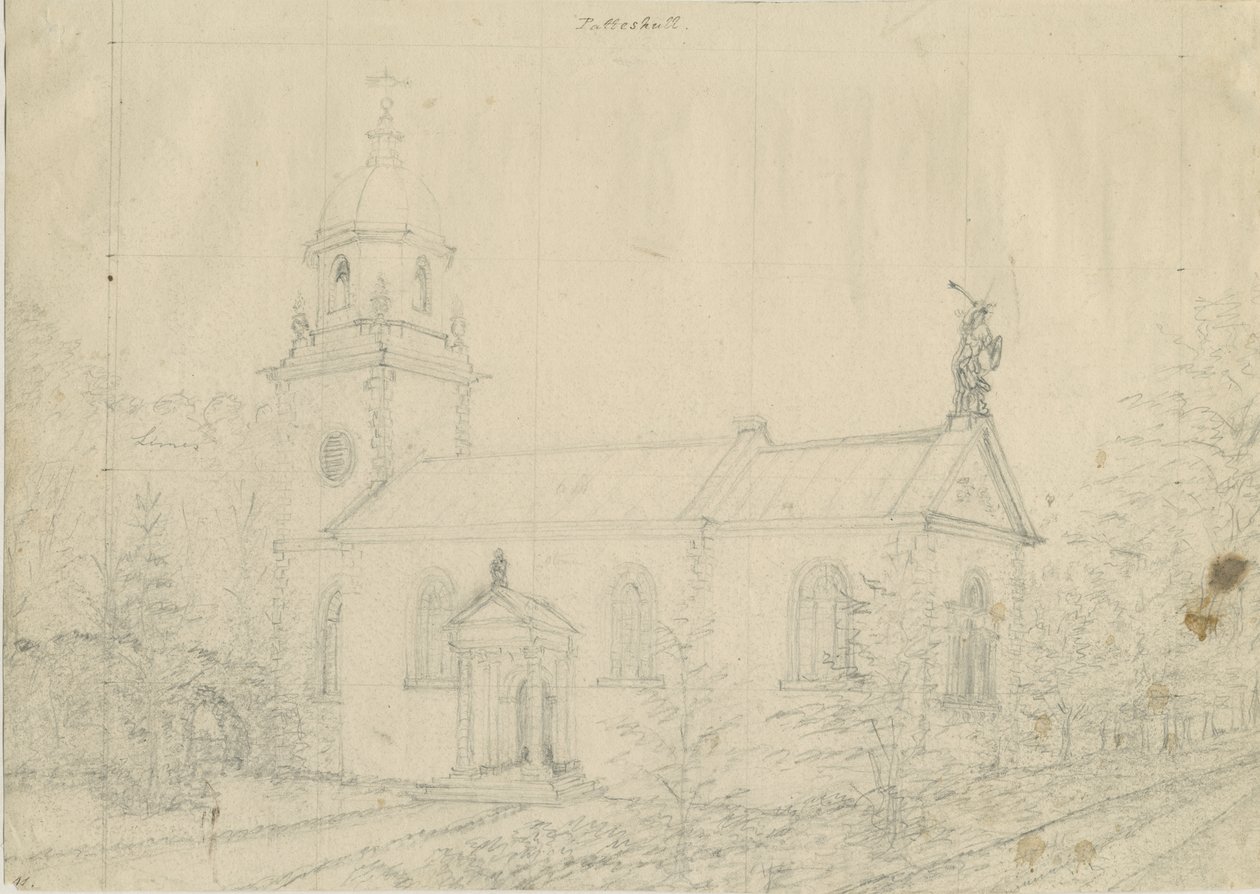 Kościół Patshull: rysunek ołówkiem, bd [1762-1802] autorstwa Stebbing Shaw