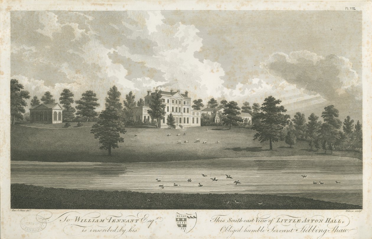 Shenstone - Little Aston Hall: grawerowanie, bd [1762-1798] (druk) autorstwa Stebbing Shaw