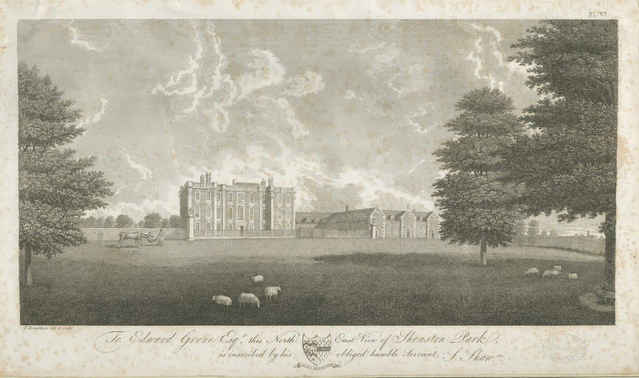 Shenstone Park - Hall: grawerowanie i [koniec XVIII wieku] (druk) autorstwa Stebbing Shaw