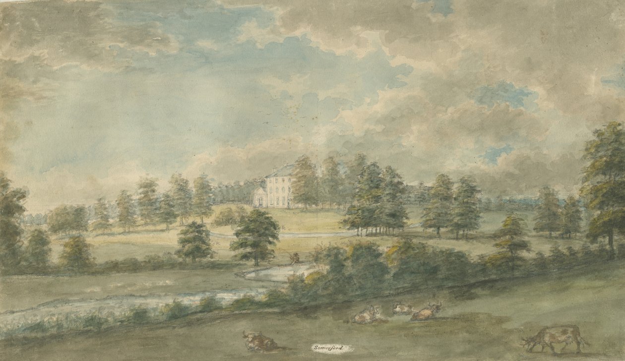 Somerford Hall: malowanie akwarelą, bd [1762-1802] autorstwa Stebbing Shaw