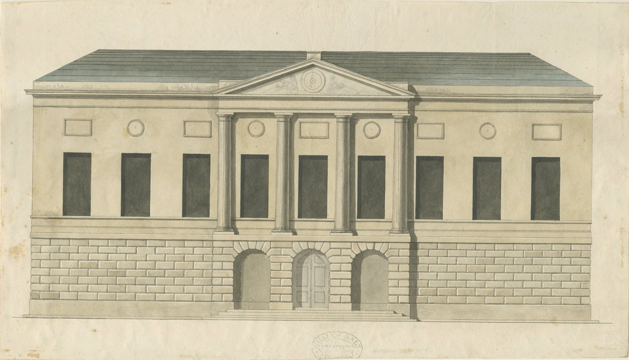 Stafford - County Gaol: obraz malowany akwarelą, bd [ok. 1794] (obraz) autorstwa Stebbing Shaw