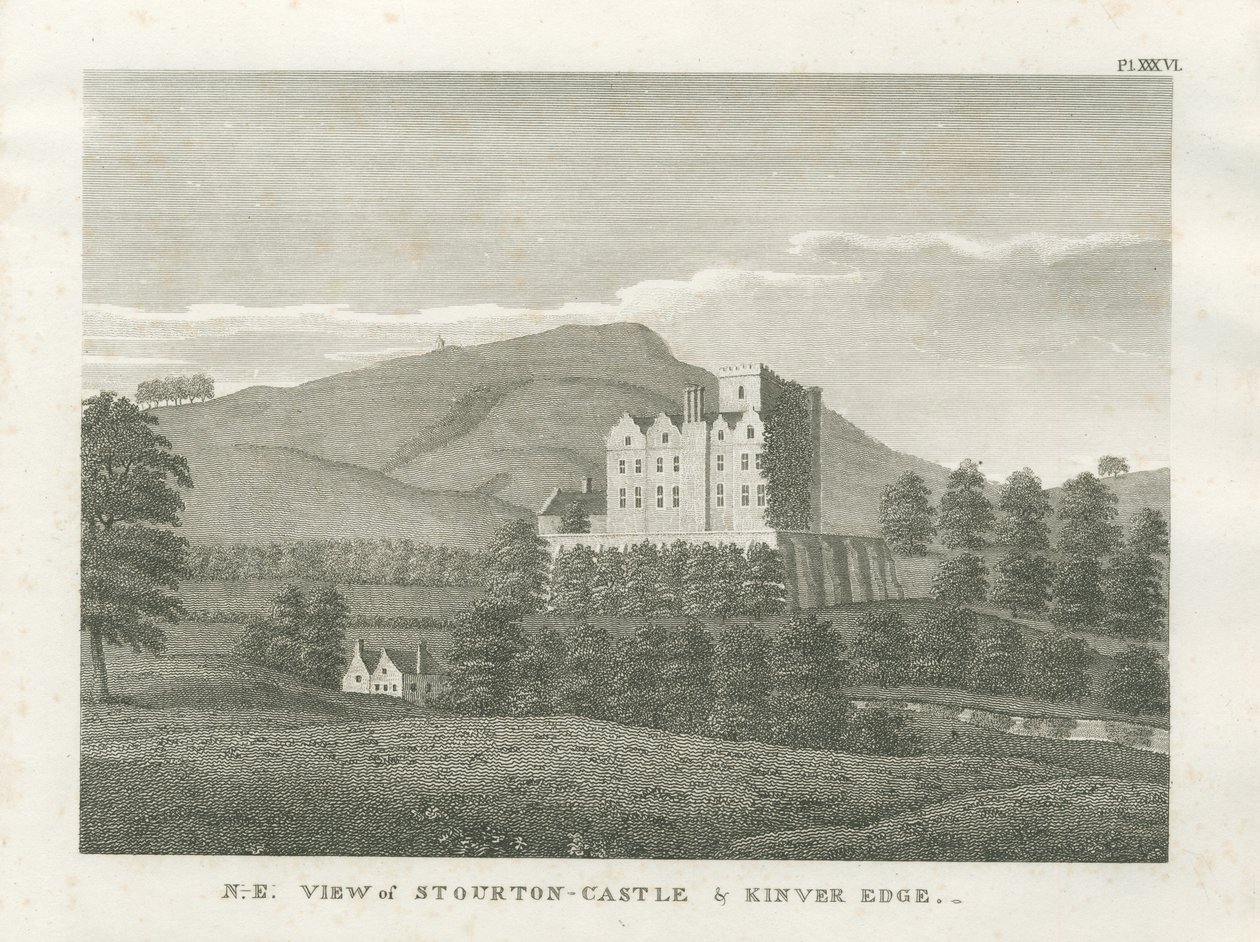 Zamek Stourton i Kinver Edge: grawerowanie, nd [1799] (druk) autorstwa Stebbing Shaw